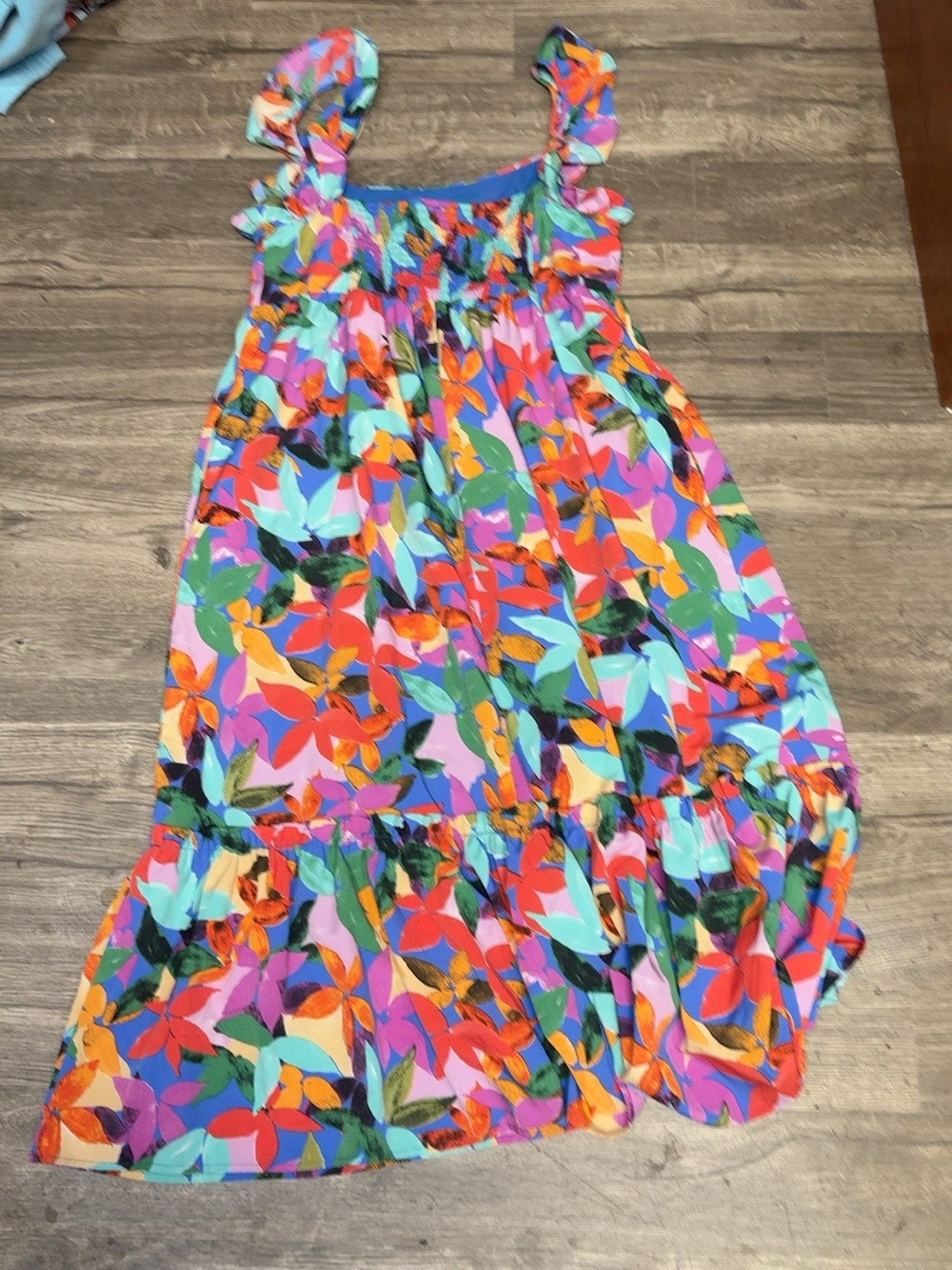 ee:some Tropical Floral Tie Shoulder Maxi Dress Size L - Picture 5 of 9